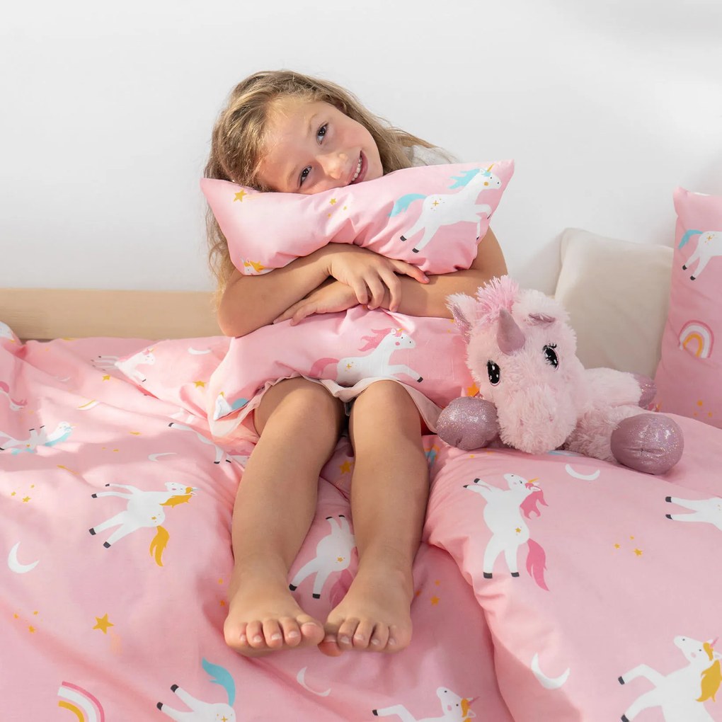 Goldea gyermek pamut párnahuzat - vidám egyszarvúak 40 x 40 cm