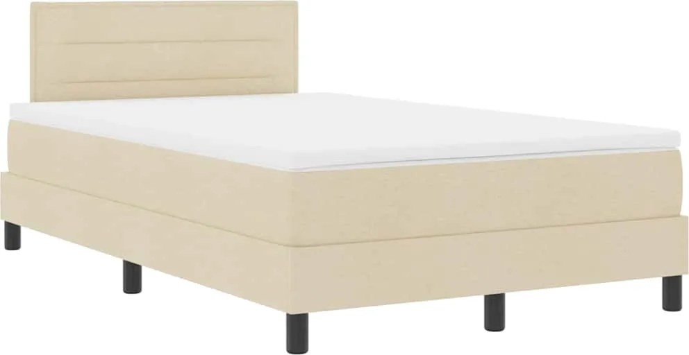 vidaXL Boxrugós ágy matracmal leddel Krém 120 x 190 cm szövet