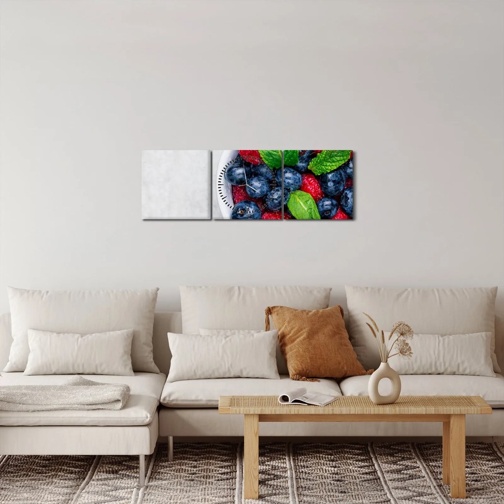 Kép - tál erdei gyümölccsel (órával) (90x30 cm)