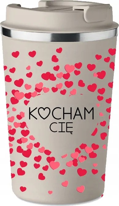 Prémium Termo Bögre bézs ajándék Valentin Napra Szeretlek KT_562_b