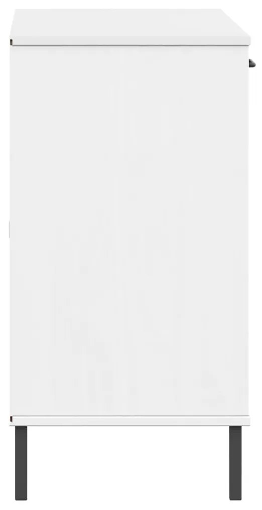 OSLO fehér tömör fa tálalószekrény fémlábakkal 113x40x77 cm