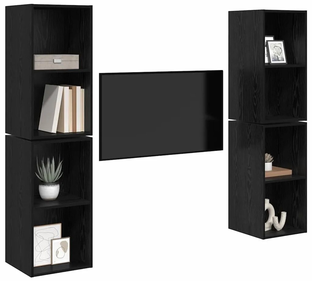 Fali TV Szekrény 4 pcs Fekete tölgy 37 x 37 x 72 cm Faanyag