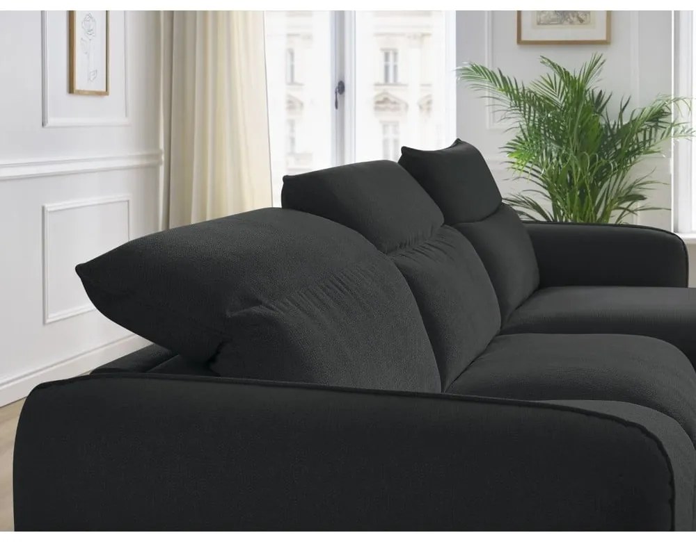 Fekete kinyitható sarokkanapé (variálható) Achille – Bobochic Paris