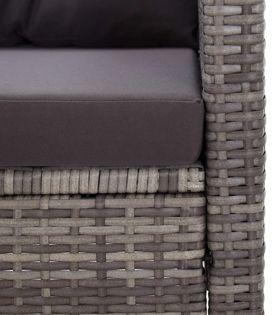 Kétszemélyes szürke polyrattan kerti kanapé párnákkal 124 cm