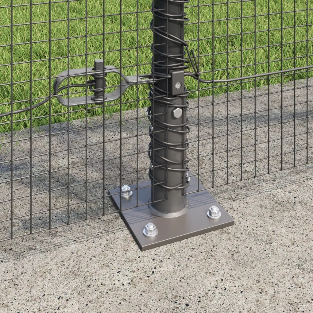 Hegesztett Drótkerítés 7 Flangolt Oszloppal Szürke 1,5x10 m Acél