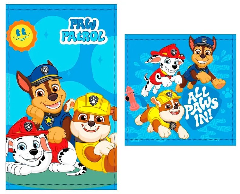 Mancs Őrjárat All Paws In kéztörlő, arctörlő, törölköző szett