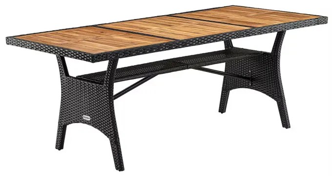 Deuba Takeo rattan asztal 190x90x74 cm - fekete/agát
