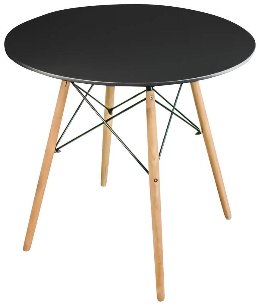 Skandináv stílusú kerek étkező asztal TODI 80cm - fekete/natúr láb