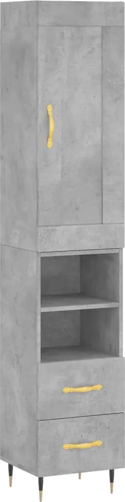 vidaXL betonszürke szerelt fa magasszekrény 34,5x34x180 cm