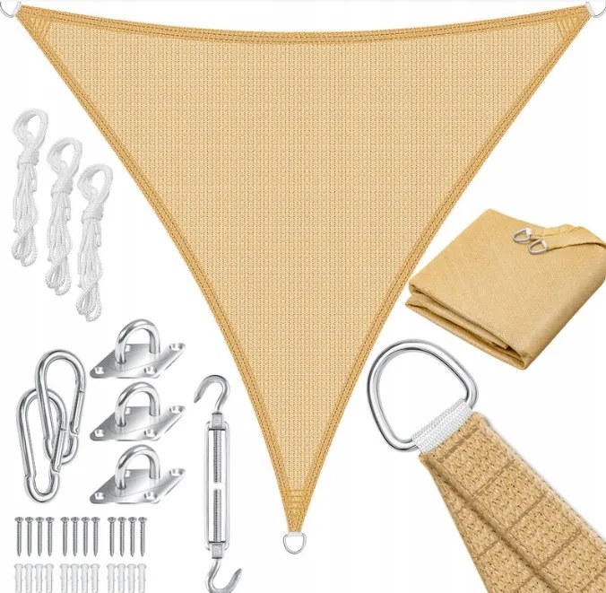 Kerti Vitorla Háromszög alakú 3 x 3 x 3 m Hdpe Bézs Kesser