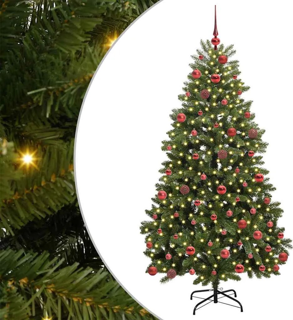 vidaXL Mű karácsonyfa 300 LED-del Zöld 180 cm PVC és fém