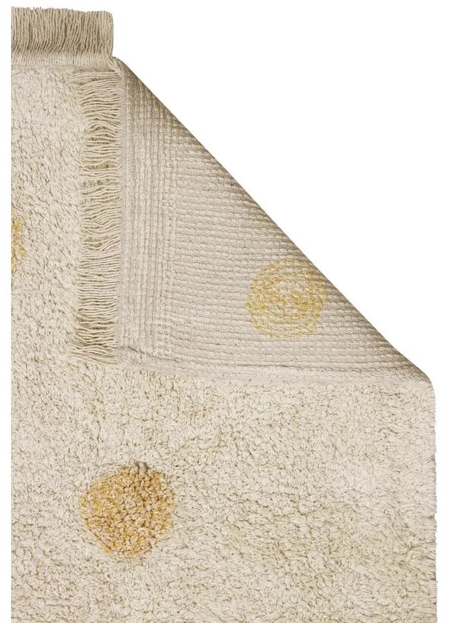 Okkersárga-krémszínű mosható kézi szövésű pamut gyerek szőnyeg 120x160 cm Hippy Dots Honey – Lorena Canals