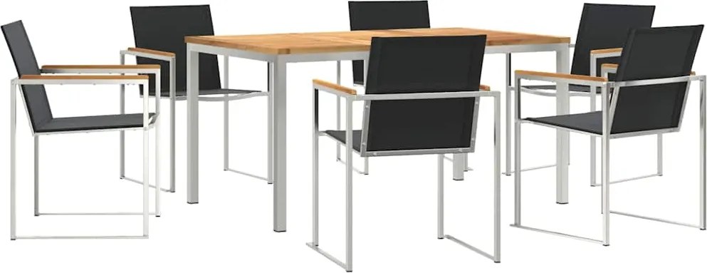 vidaXL Kert étkező szett 7 pcs Barna Tömör Teakfa