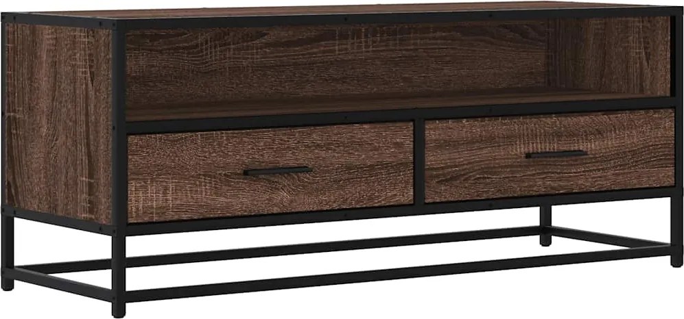 vidaXL barna tölgy színű szerelt fa és fém TV-szekrény 100x34,5x40 cm