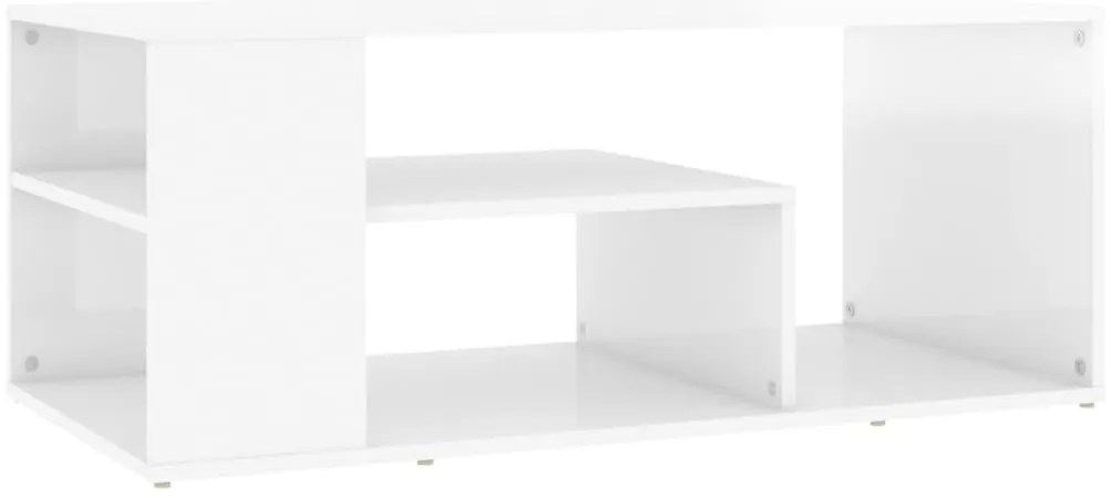 Fehér magasfényű szerelt fa dohányzóasztal 100 x 50 x 40 cm