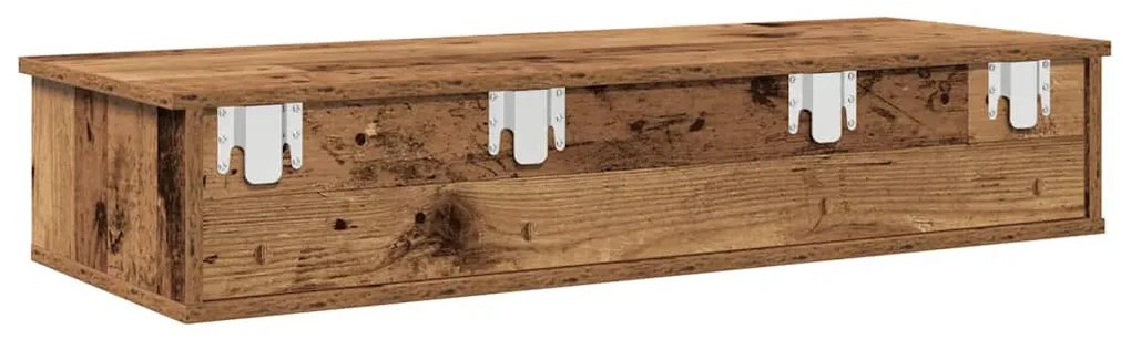 antik fa szerelt fa falipolc fiókokkal 100 x 37,5 x 19 cm