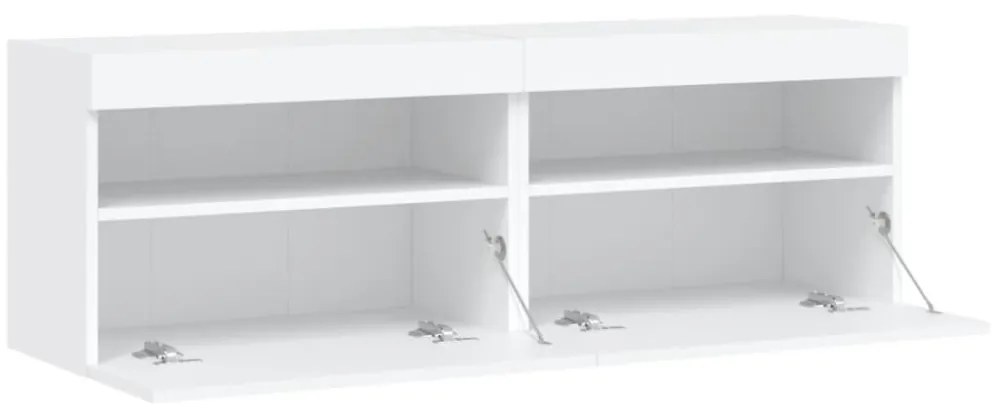 2 db fehér falra szerelhető TV-szekrény LED-ekkel 60x30x40 cm