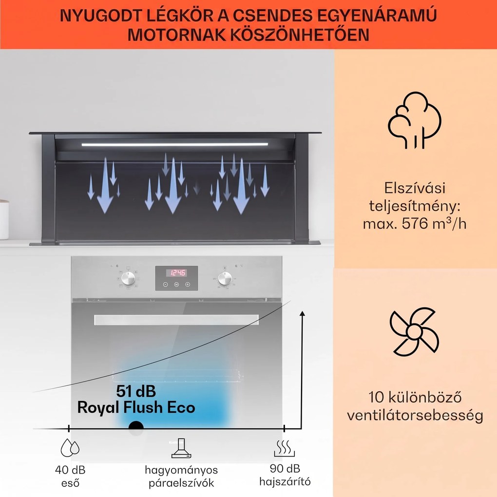 Klarstein Royal Flush Eco, páraelszívó, 90 cm, 714 m³/ó, A+