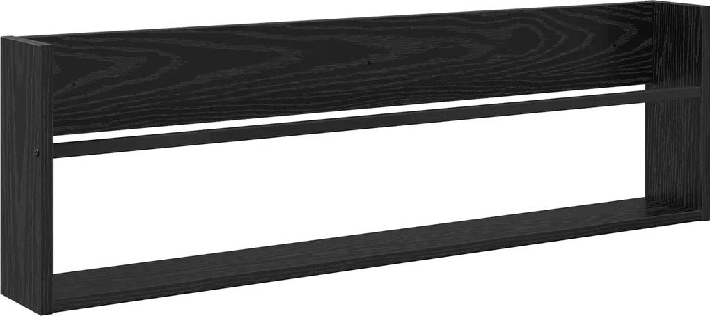vidaXL Magazin állvány polcokkal Fekete tölgy 100 x 12 x 30 cm Faanyag