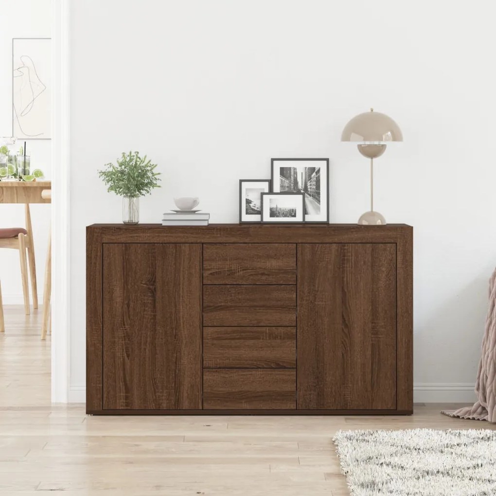 Oldalszekrény Barna tölgy Mérnöki fa 120 x 36 x 69 cm