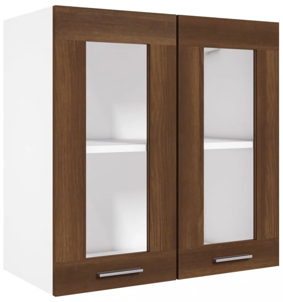 “Lyon” barna tölgy színű szerelt fa üvegszekrény