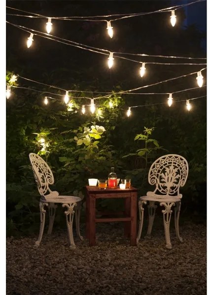 LED kültéri karácsonyi fényfüzér CONE FILAMENT 20xE10 19m átlátszó/meleg fehér I