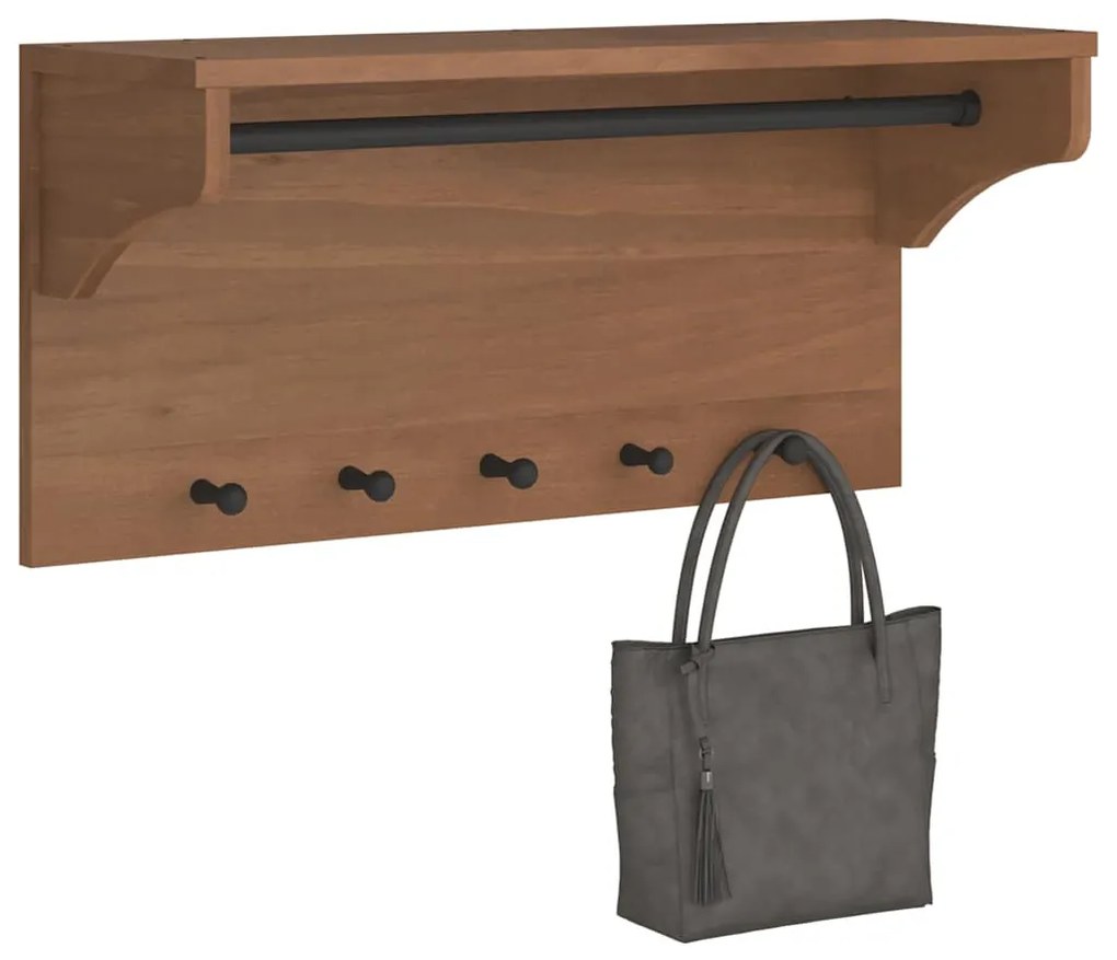SANDNES tömör fenyőfa falra szerelt kabátállvány 87x30x42 cm