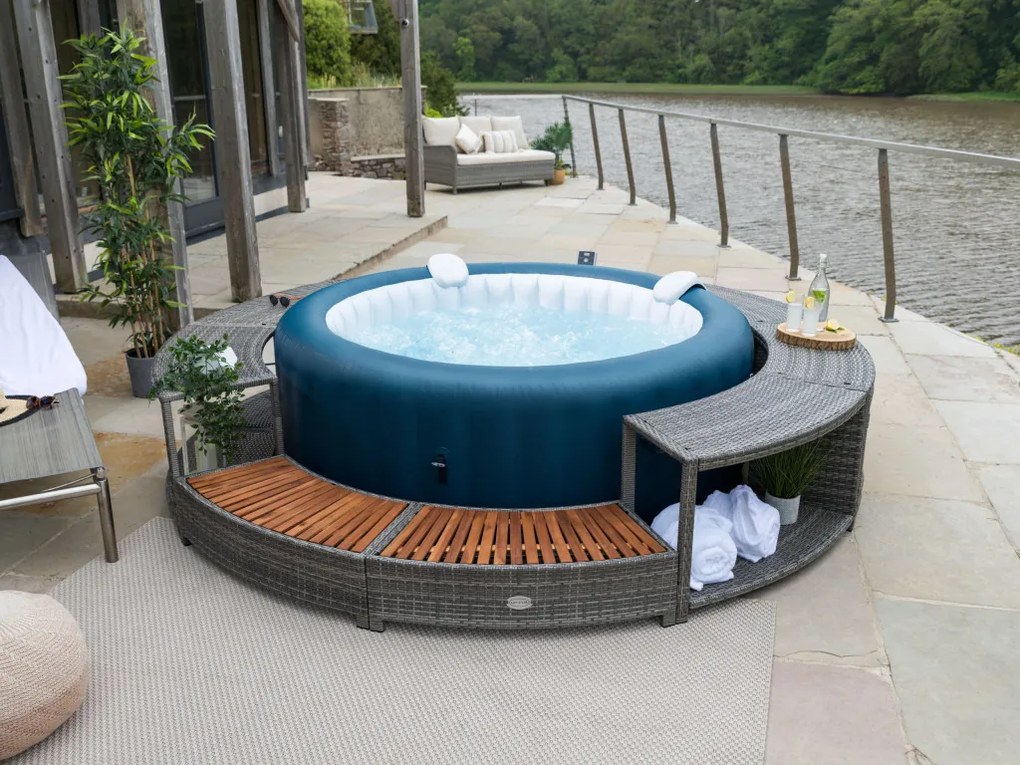 Lay-Z-Spa kör alakú rattan pezsgőfürdő bútor, 200 cm, szürke