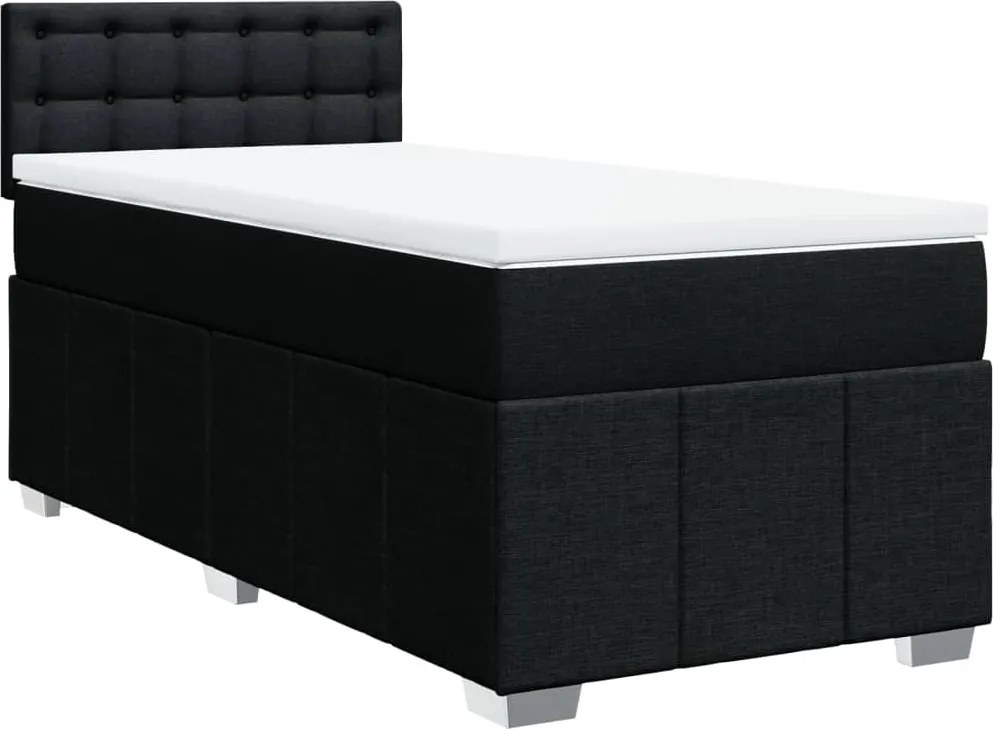 vidaXL fekete szövet rugós ágy matraccal 80 x 200 cm