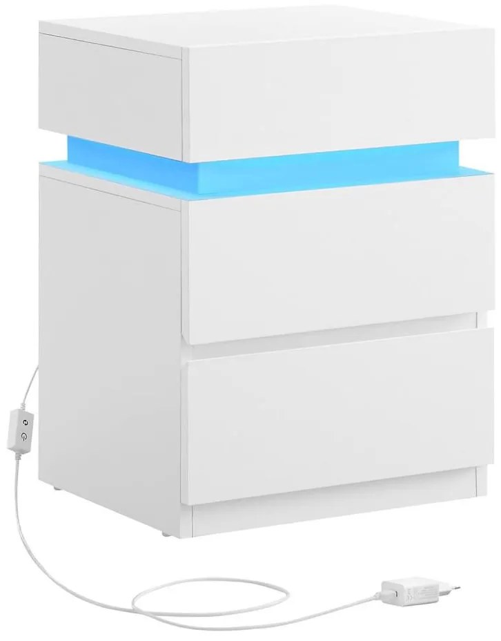 SMARTIE világítással ellátott éjjeliszekrény, fehér