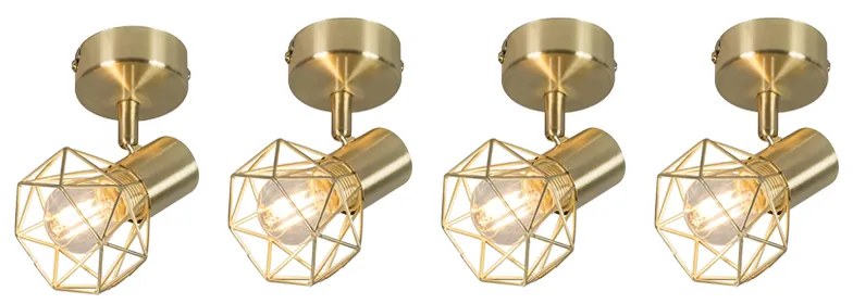 4 db-os készlet art deco spotlámpa sárgaréz forgó és dönthető - Mosh