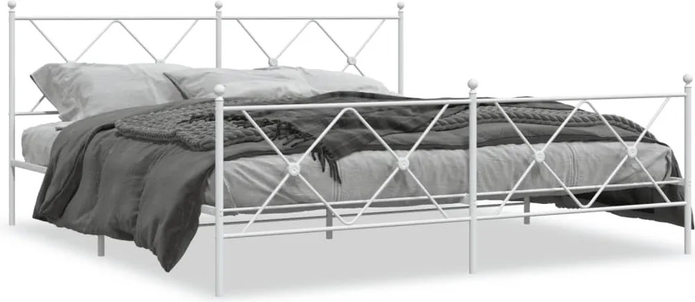vidaXL fehér fém ágykeret fej- és lábtámlával 183 x 213 cm