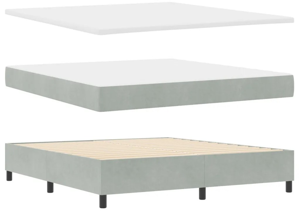 Boxspring Ágy Matracot tartalmazó Világosszürke Szuper King Bársonyos
