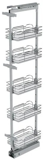 Konyhai fémrács, kamravasalat, 400mm, króm-fehér, teljes kihúzású, csillapított záródás, 1880-2180mm, 5 kosár SIGE, Infinity Line 265