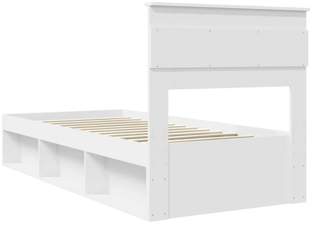 vidaXL Ágykeret matracmal fejtámlával Fehér 75 x 190 cm Tömör fenyőfa