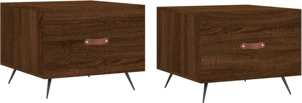 vidaXL 2 db barna tölgy szerelt fa dohányzóasztal 50 x 50 x 40 cm