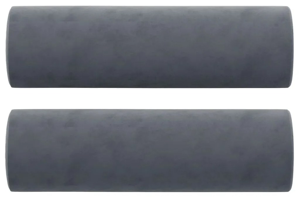 2 db sötétszürke bársony díszpárna Ø15x50 cm