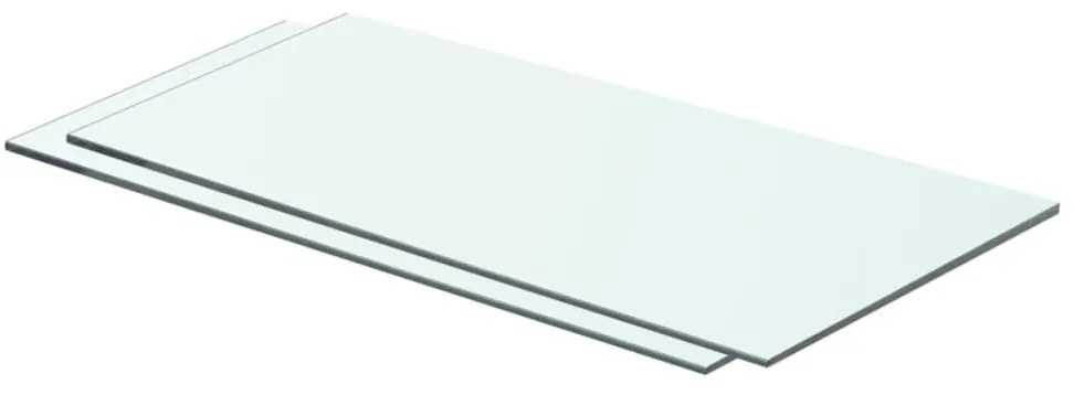 2 db átlátszó üveg paneles polc 60 x 25 cm