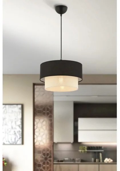 Zsinóros csillár ECHO 1xE27/60W/230V fekete/krémszínű