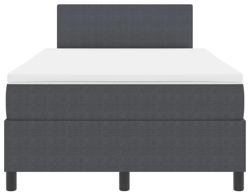 Box Spring Ágy matraccal & LED Sötétszürke 120x200 cm Bordázott Anyag