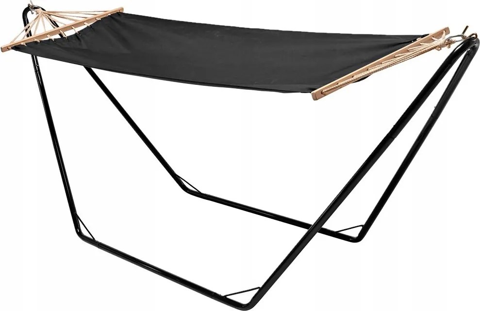 Függőágy vázzal fekete 280x70x80cm