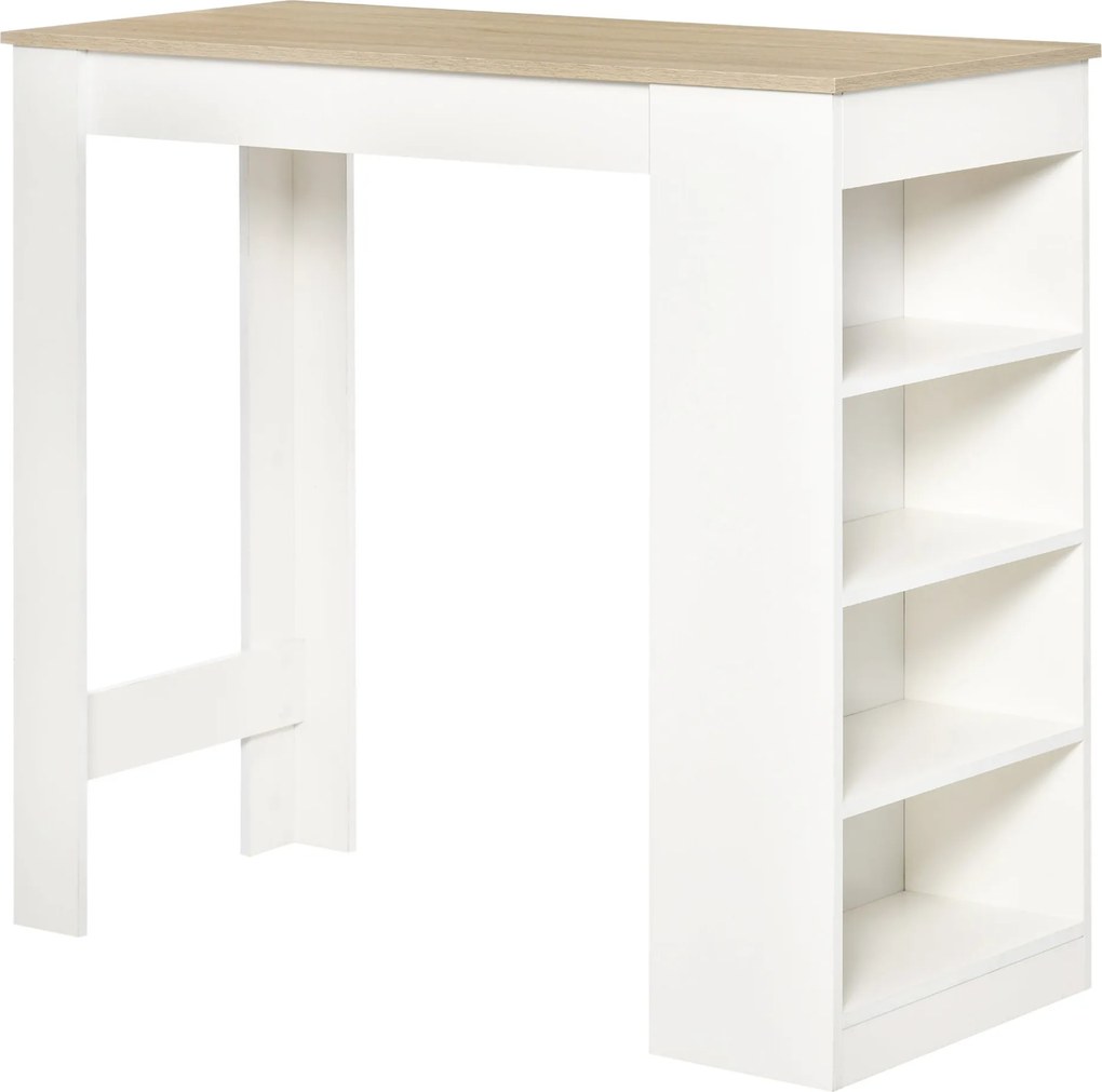 HOMCOM 2 személyes bárasztal, magas bisztróasztal 4 nyitott polccal kis terekhez — konyha és nappali, 115 x 50 x 102,7 cm | Aosom