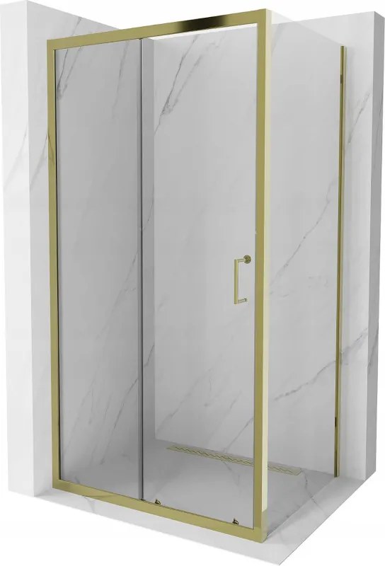 Mexen Apia 125 x 90 cm-es tolóajtós zuhanykabin, átlátszó, arany - 840-125-090-50-00