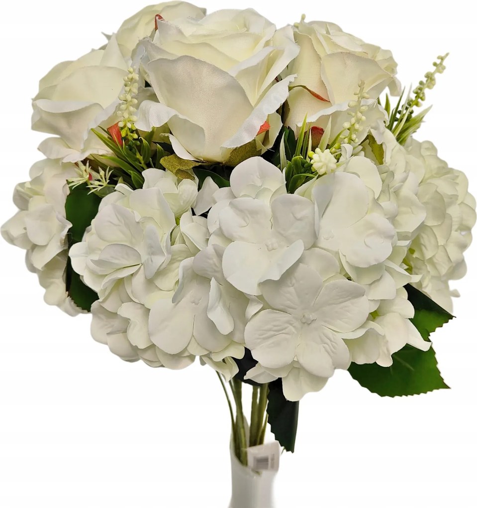 Elegáns műrózsa és hortenzia csokor 57cm