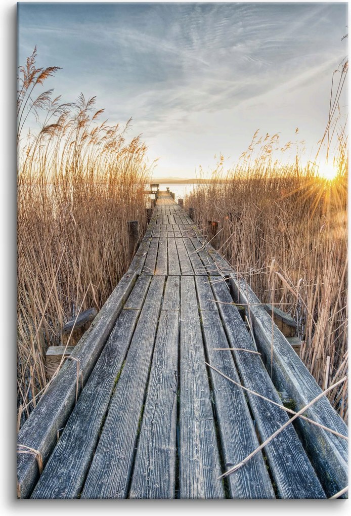 Vászonkép falikép hálószoba fű móló boho deszka 60x90