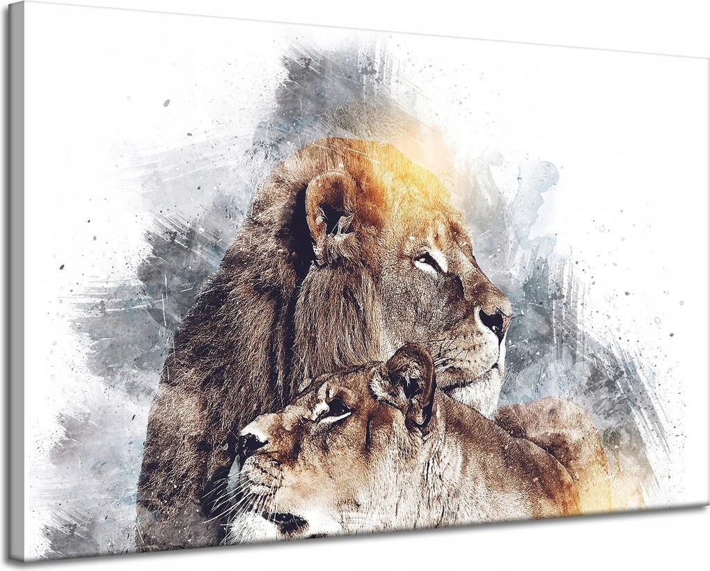 Vászonkép Modern Művészet Oroszlán pár Természet 120x80 cm