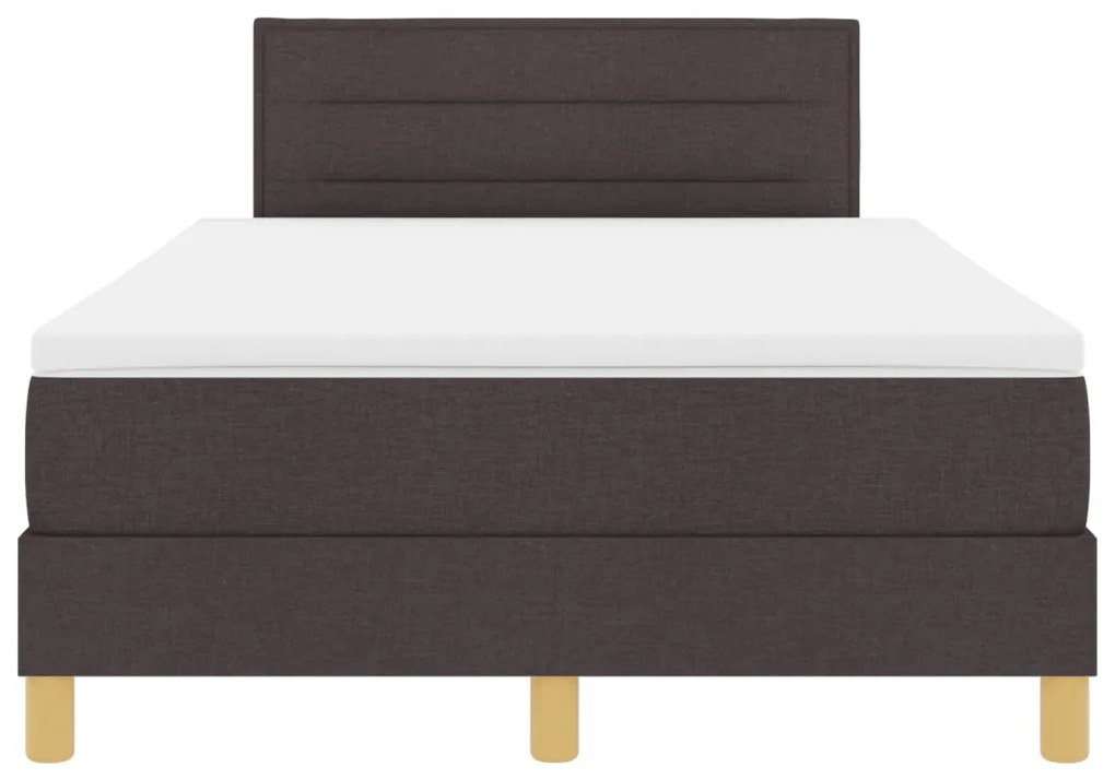 Box Spring Ágy matraccal és LED világítással Sötétbarna 120x200 cm Szövet