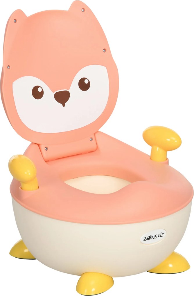 ZONEKIZ Gyerek WC-szótaláló a Róka Mintával, Gyerek WC Ülőke Hátpárnával, Leszerelhető Potty Fogantyú a WC Betanításhoz, WC Szótaláló 0,5-3 Éves Kicsi