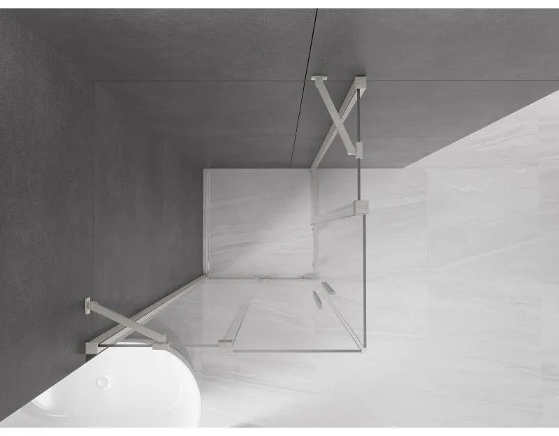 Mexen Velar Duo, zuhanykabin tolóajtóval 90 x 90 cm, 8mm átlátszó üveg, csiszolt acél, 871-090-090-02-97
