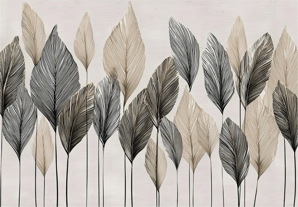 Fotótapéta Levelek Absztrakt Bézs Boho Falra Hálószoba Nappali 200x140